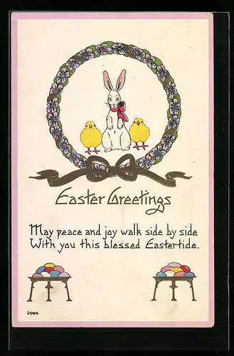 AK Osterhase und Küken zu Ostern