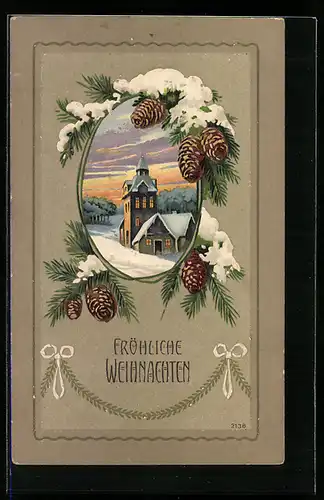 AK Verschneite Winterlandschaft, Kirche