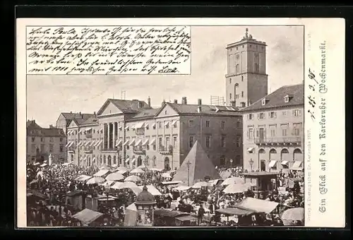 AK Karlsruhe, Blick auf den Wochenmarkt