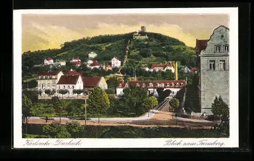 AK Karlsruhe-Durlach, Blick zum Turmberg