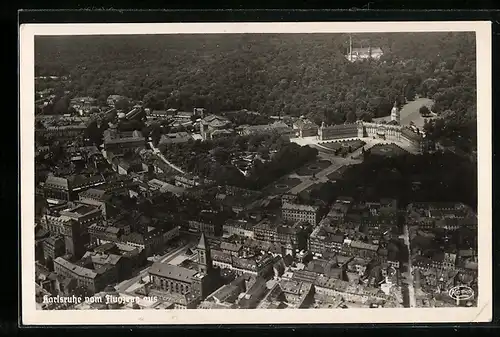 AK Karlsruhe, Teilansicht, Fliegeraufnahme