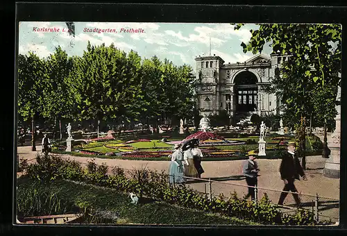 AK Karlsruhe i. B., Festhalle im Stadtgarten