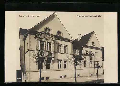 AK Karlsruhe, Haus in der Stabelstrasse 6-8, Erbaut von Prof. Ratzel-Karlsruhe
