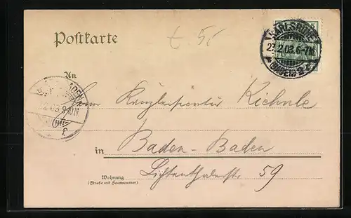 AK Karlsruhe, Reichspost mit Litfasssäule und Strassenbahn