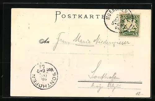 Passepartout-Lithographie München, Frauenkirche und andere Kirchen, Wappen