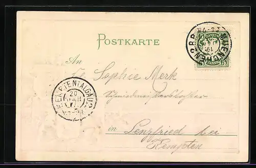 Passepartout-Lithographie München, Gärtnerplatz mit Theater, Wappen