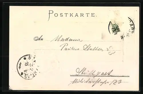 Passepartout-Lithographie Stuttgart, Schloss Solitude, Wappen