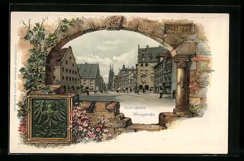 Passepartout-Lithographie Nürnberg, Sicht in die Königstrasse