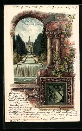 Passepartout-Lithographie Kassel, Wilhelmshöhe, Wappen