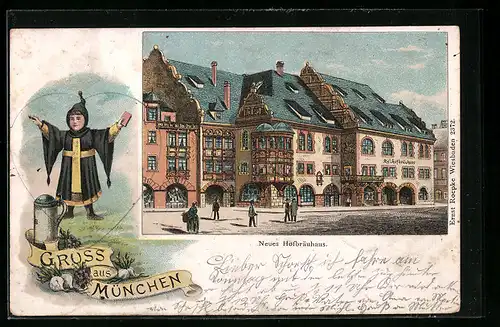 Lithographie München, Neues Hofbräuhaus, Münchner Kindl