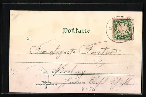 Lithographie München, Münchner Hofbräuhaus, Arkadenhof