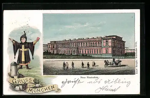 Lithographie München, Münchner Kindl, Neue Pinakothek