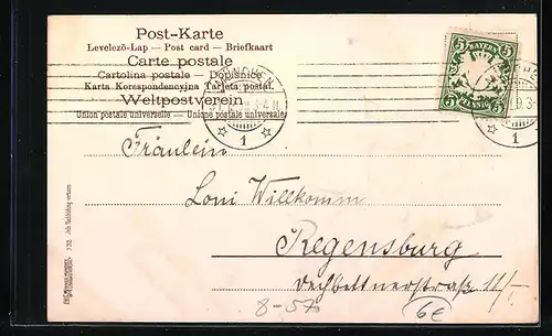 Lithographie Münchner Kindl mit grossem Bierkrug