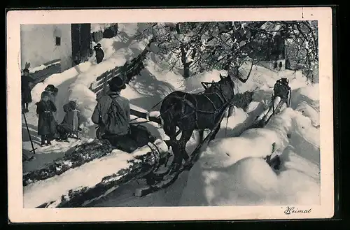 AK Furna, Holztransport im Winter