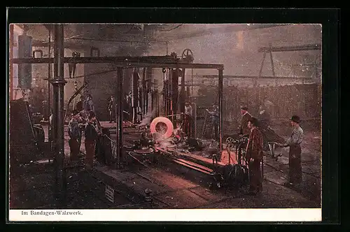 AK Fabrikarbeiter im Bandagen-Walzwerk