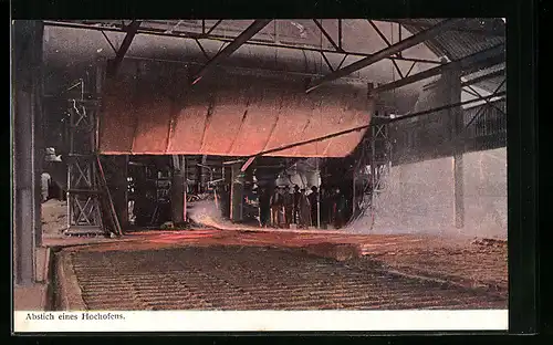 AK Abstich eines Hochofens, Stahlwerk