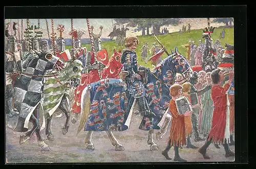 Künstler-AK Kassel, Tausendjahrfeier der Residenzstadt, 1913, Landgraf Heinrich I. von Hessen