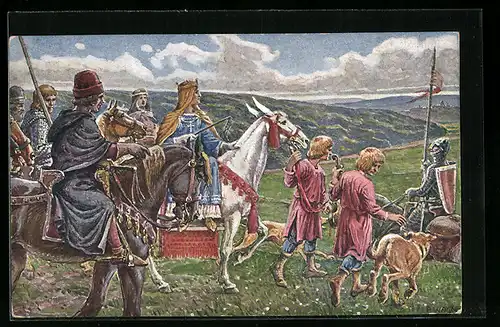 Künstler-AK Kassel, Tausendjahrfeier, Kaiserin Kunigunde auf der Reise nach Kassel 1017