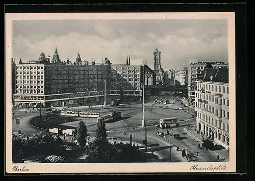 AK Berlin, Strassenbahn auf Alexanderplatz