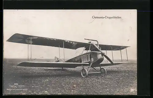 Foto-AK Sanke Nr. 325: Germania-Doppeldecker Flugzeug