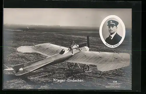 Foto-AK Sanke Nr. 236: Krieger-Eindecker Flugzeug, Mauricio Scherff
