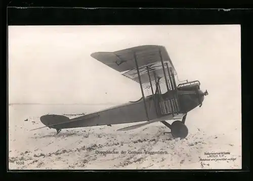 Foto-AK Sanke Nr. 1008: Doppeldecker der Gothaer Waggonfabrik, Flugzeug