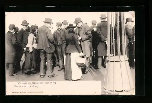 AK Hamburg, Hamburger Strassenszene, Wer noch mal füttern will! Tüte 10 Pfg.