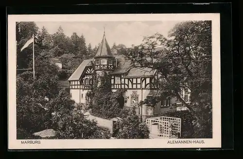 AK Marburg, Alemannen-Haus mit Anlagen aus der Vogelschau