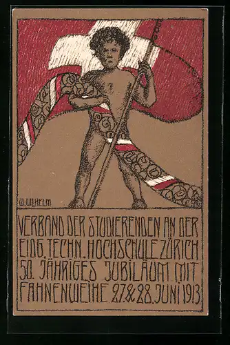 Künstler-AK Zürich, Verband der Studierenden an der Eidg. Techn. Hochschule, Fahnenweihe 1913