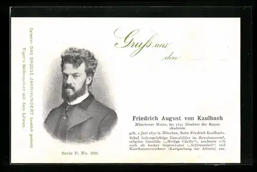 Künstler-AK Hermann Kaulbach: Friedrich August von Kaulbach, Münchener Maler, bis 1891 Direktor der Kunstakademie