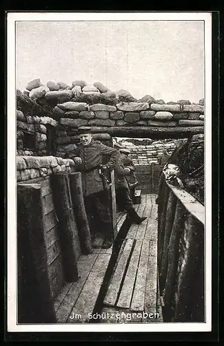 AK Soldaten im Schützengraben, Sandsackstellung