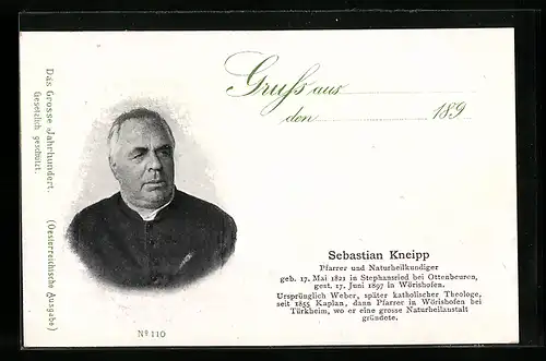 AK Portrait des Naturheilers Sebastian Kneipp