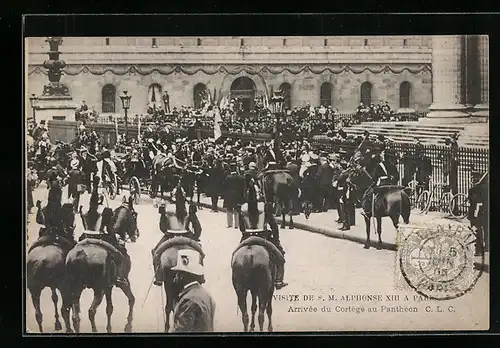 AK Paris, Visite de Alphonse XIII., Arrivée du Cortège au Panthéon