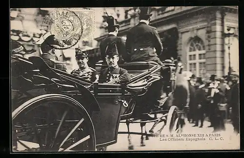 AK Paris, Visite de Alphonse XIII., Les Officiers Espagnols