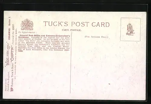 AK Colombo, General Post Office and Governor`s residency