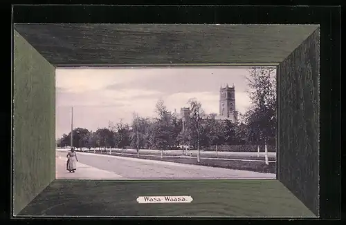 AK Wasa, Strassenpartie mit Passantin