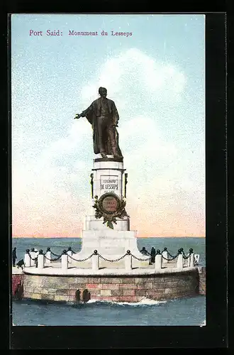 AK Port Said, Monument du Lesseps