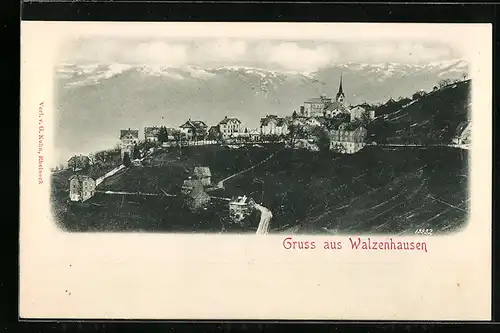 AK Walzenhausen, Panorama mit Bergen
