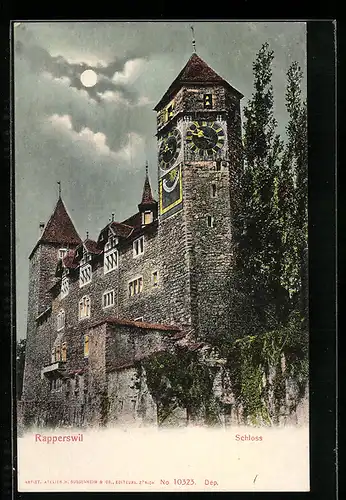 Mondschein-AK Rapperswil, Das Schloss im Licht des Mondes