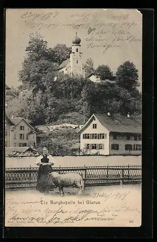 AK Glarus, Blick zur Burgkapelle