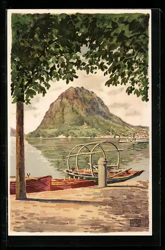 Künstler-AK Lugano, Monte S. Salvatore