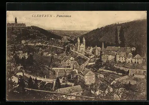 AK Clervaux, Panorama mit Kirche