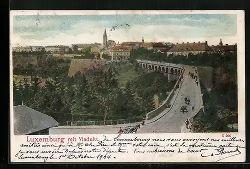AK Luxemburg, Ortsansicht mit Viadukt