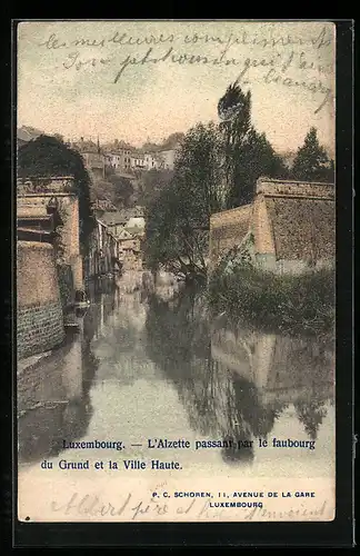 AK Luxembourg, L`Alzette passant par le faubourg du Grund et la Ville Haute