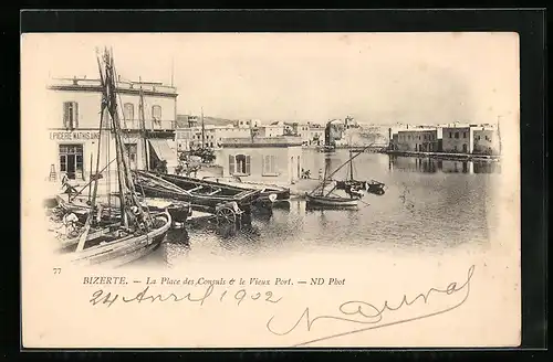 AK Bizerte, La Place des Consuls et le Vieux Port