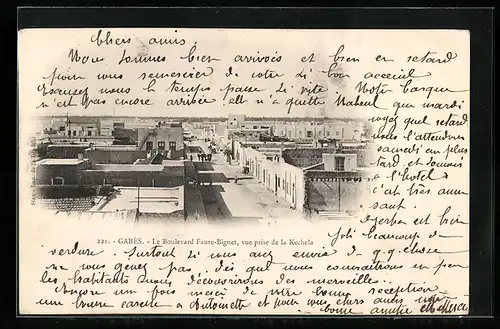 AK Gabès, Le Boulevard Faure-Biguet, vue prise de la Kechela