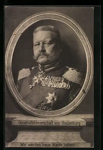 AK Portrait Paul von Hindenburg in einem Bilderrahmen