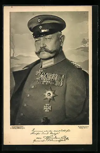 AK Generalfeldmarschall Paul von Hindenburg in Uniform mit Eisernen Kreuz und Orden