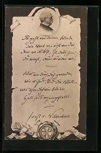 AK Bismarck mit Siegel und Kleeblatt