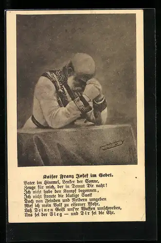 AK Kaiser Franz Josef I. von Österreich im Gebet